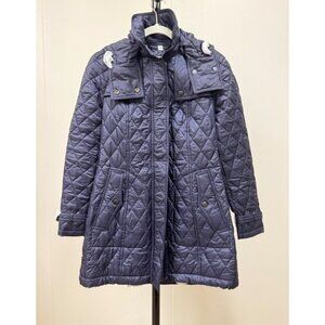 Burberry Women’s Finsbridge Belted Quilted Check Coat Jacket Ink S